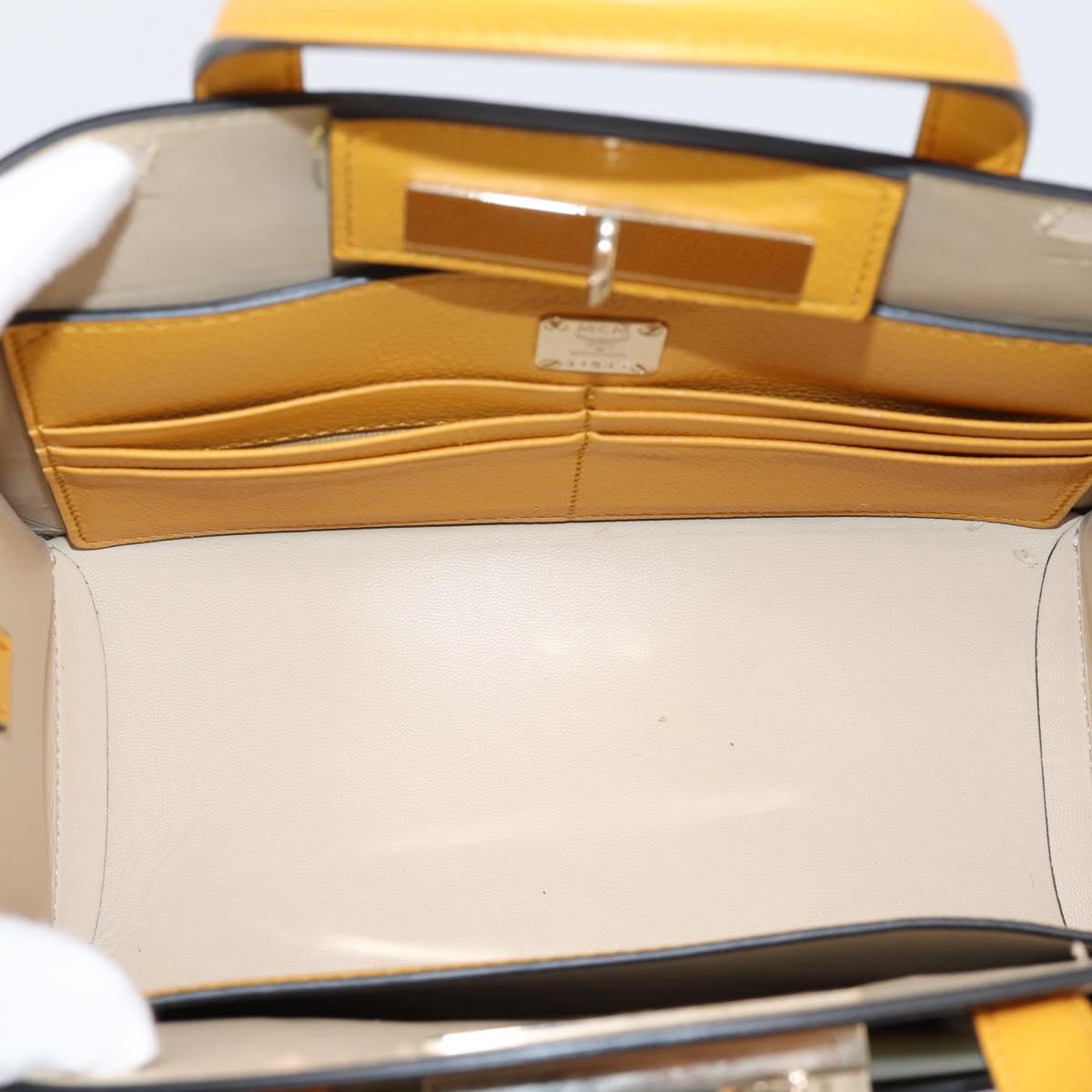 MCM Milan Line Shoulder Bag Leather Yellow Gold Auth ka6631