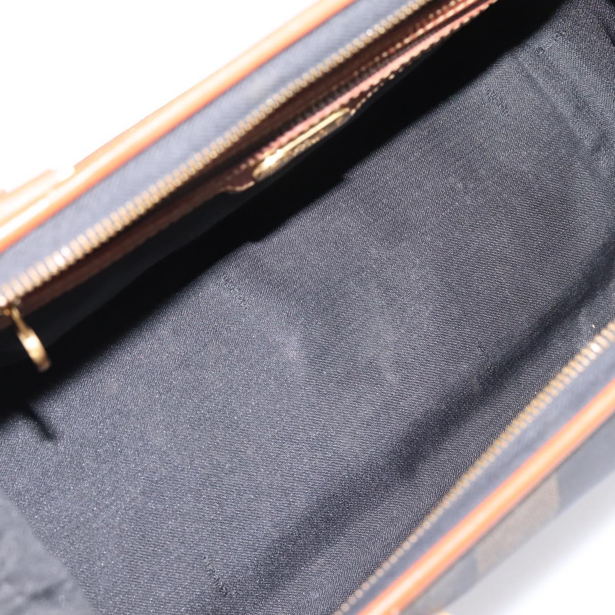 FENDI Pecan Canvas Hand Bag PVC Black Brown Auth ka6633