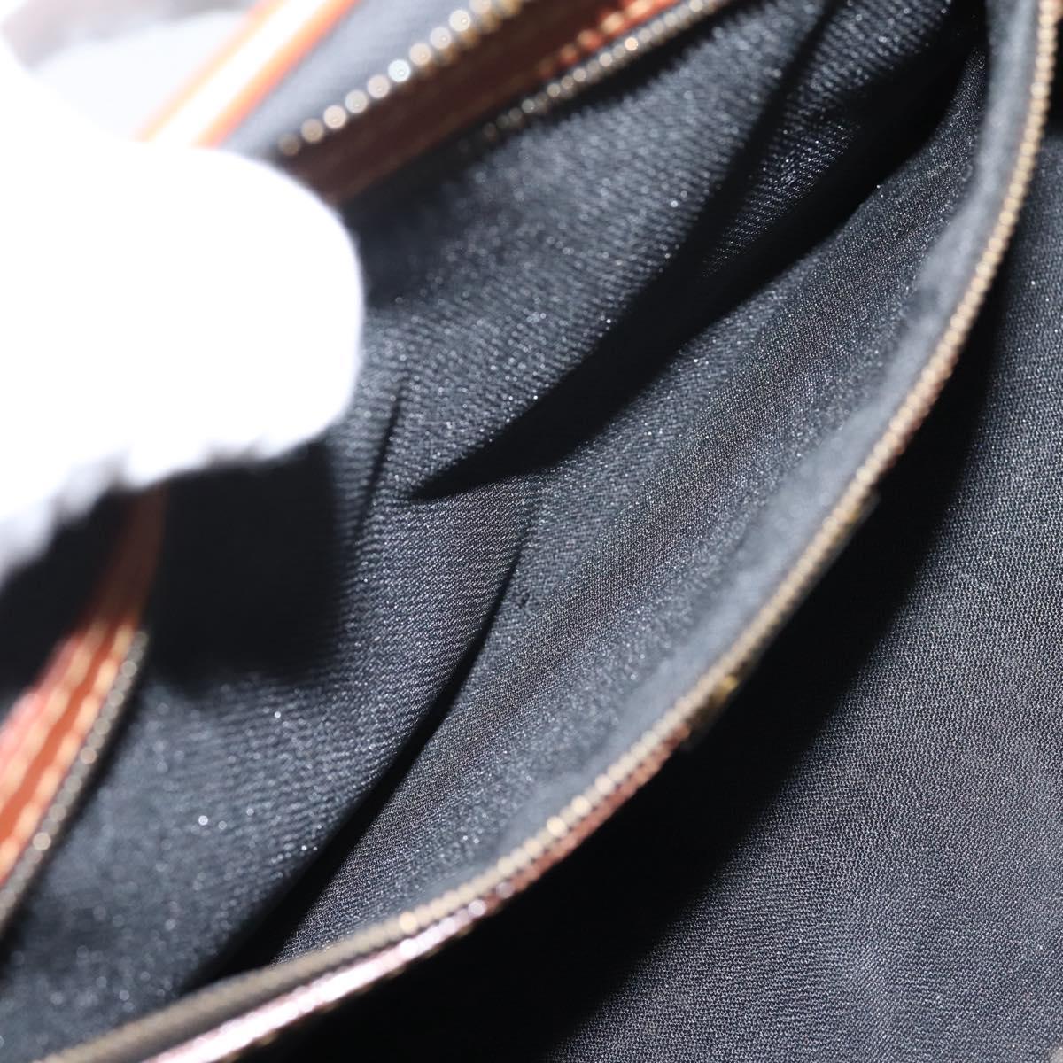 FENDI Pecan Canvas Hand Bag PVC Black Brown Auth ka6633
