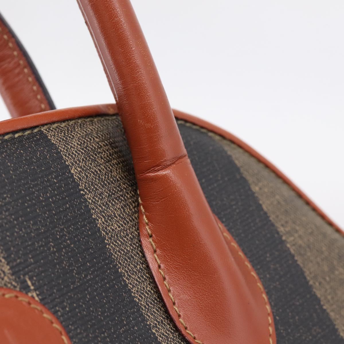 FENDI Pecan Canvas Hand Bag PVC 2way Black Brown Auth ka6634V