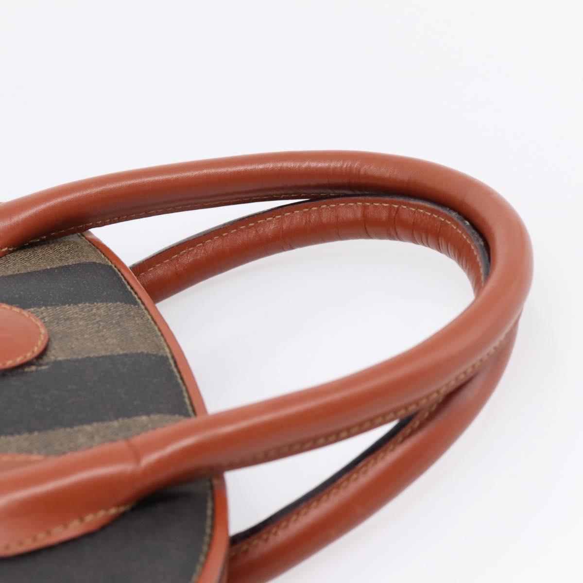 FENDI Pecan Canvas Hand Bag PVC 2way Black Brown Auth ka6634V