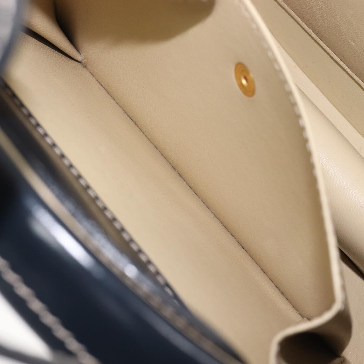 LOEWE Hand Bag Leather Navy Gold Auth ka6635A