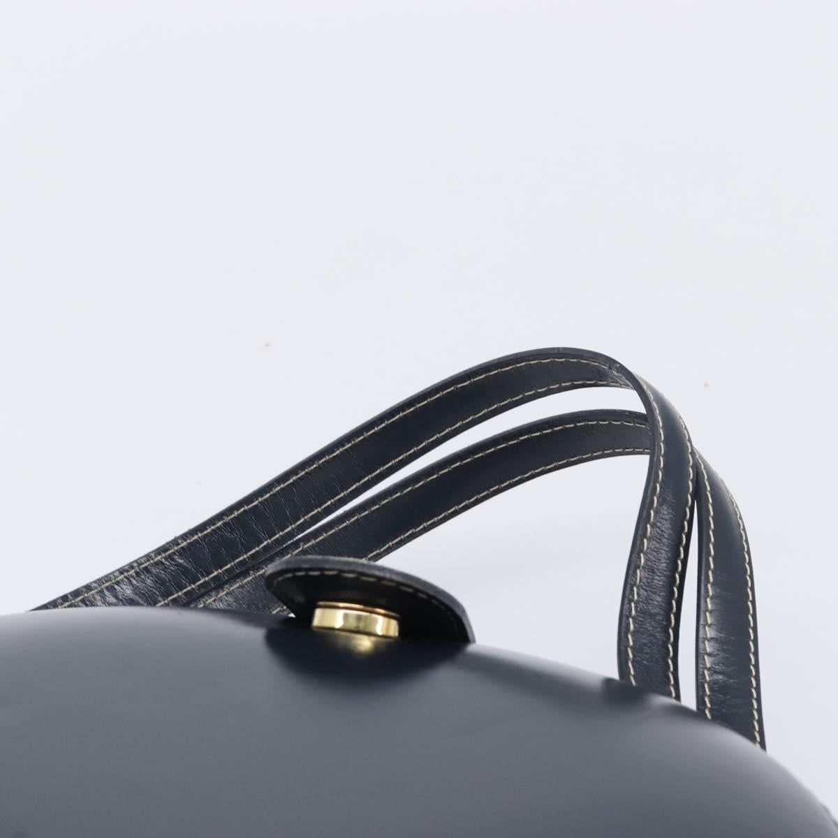 LOEWE Hand Bag Leather Navy Gold Auth ka6635A