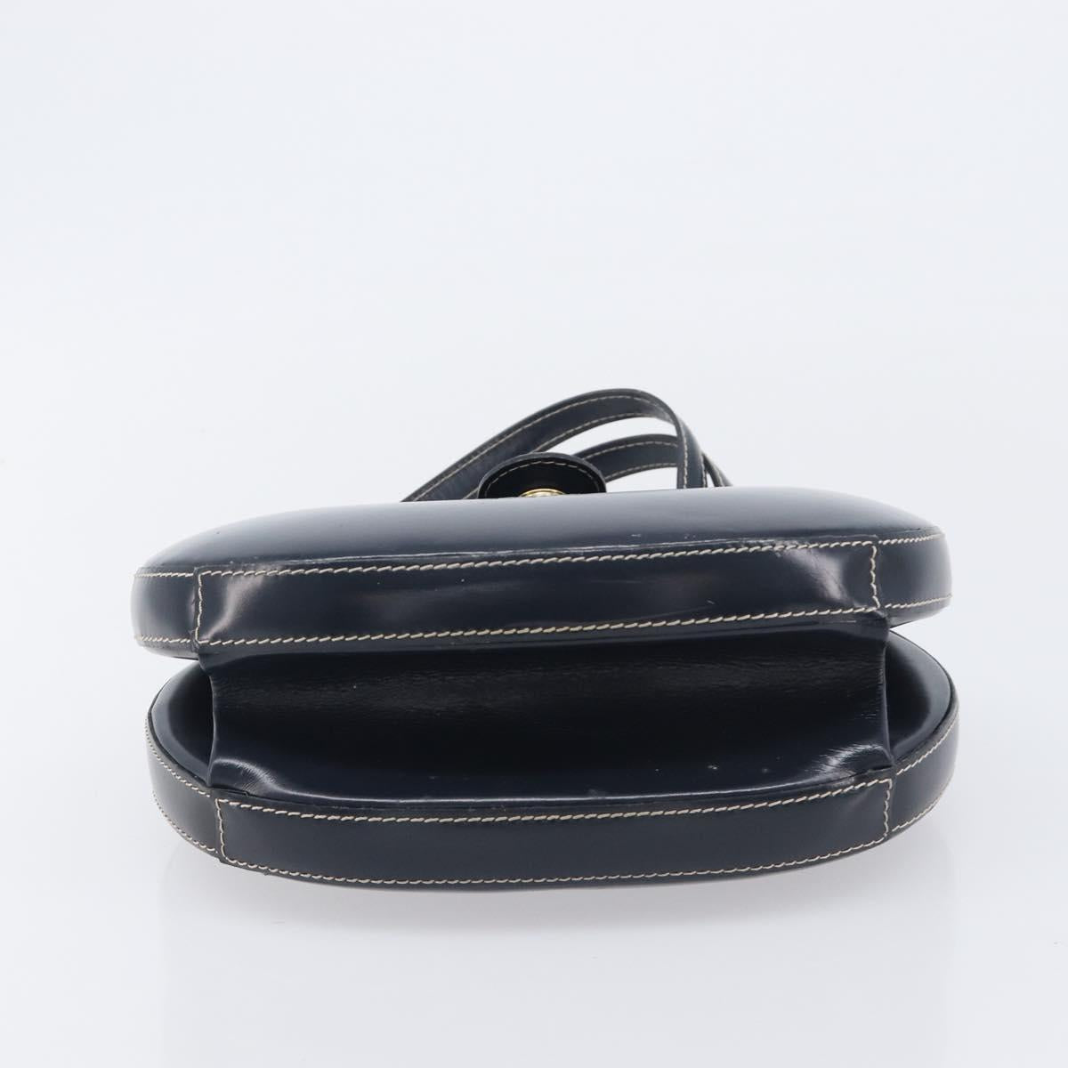 LOEWE Hand Bag Leather Navy Gold Auth ka6635A