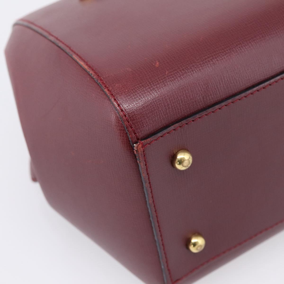 Cartier Must Line Boston Bag Leather Bordeaux Gold Auth ka6637