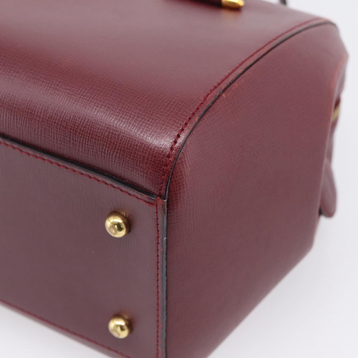 Cartier Must Line Boston Bag Leather Bordeaux Gold Auth ka6637