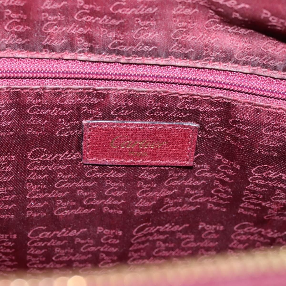 Cartier Must Line Boston Bag Leather Bordeaux Gold Auth ka6637