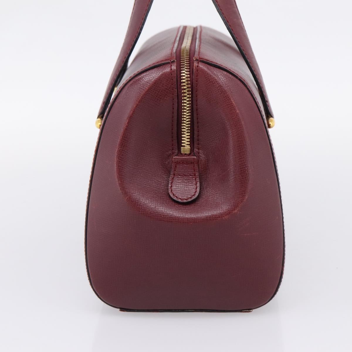 Cartier Must Line Boston Bag Leather Bordeaux Gold Auth ka6637