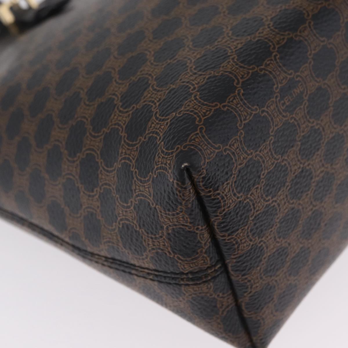 CELINE Macadam Canvas Tote Bag PVC Leather Black Gold Auth ka6639