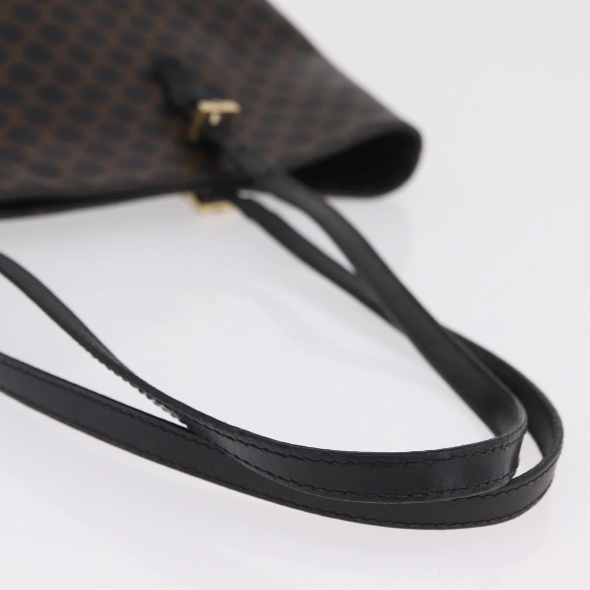 CELINE Macadam Canvas Tote Bag PVC Leather Black Gold Auth ka6639