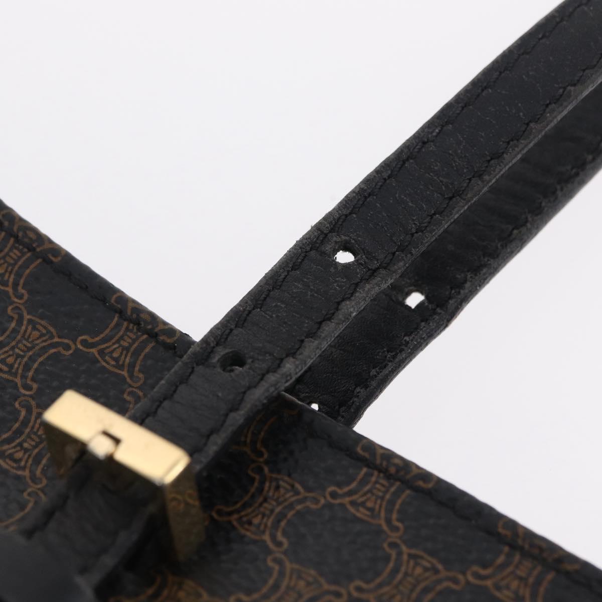 CELINE Macadam Canvas Tote Bag PVC Leather Black Gold Auth ka6639
