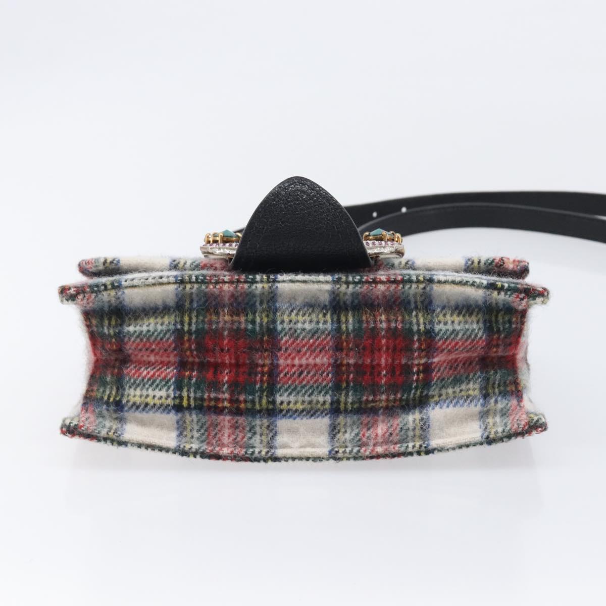 Miu Miu Bijoux Shoulder Bag Wool Red Gold Auth ka6640V