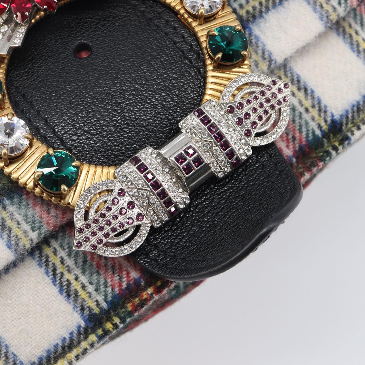 Miu Miu Bijoux Shoulder Bag Wool Red Gold Auth ka6640V