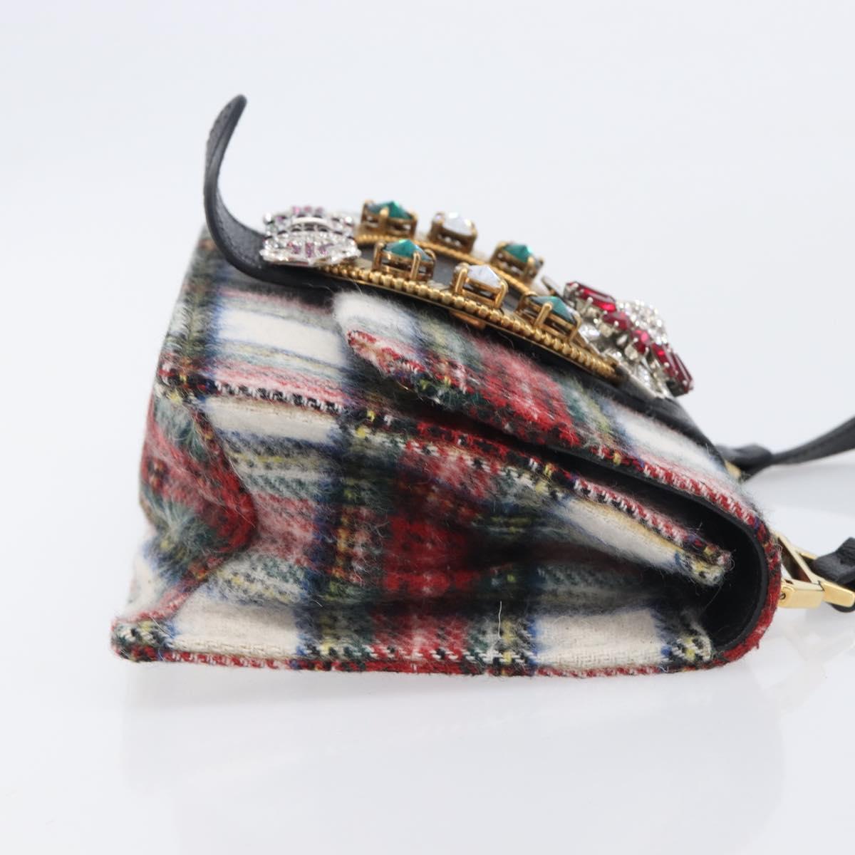 Miu Miu Bijoux Shoulder Bag Wool Red Gold Auth ka6640V