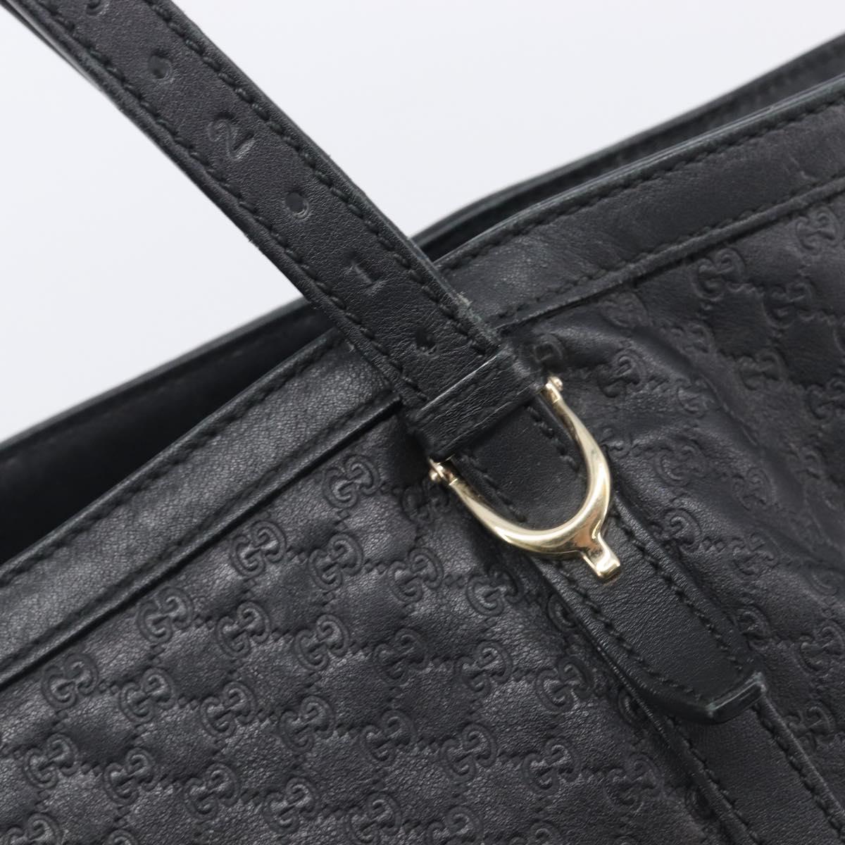 GUCCI Micro GG Canvas Guccissima Tote Bag Leather Black Gold 449647 Auth ka6642