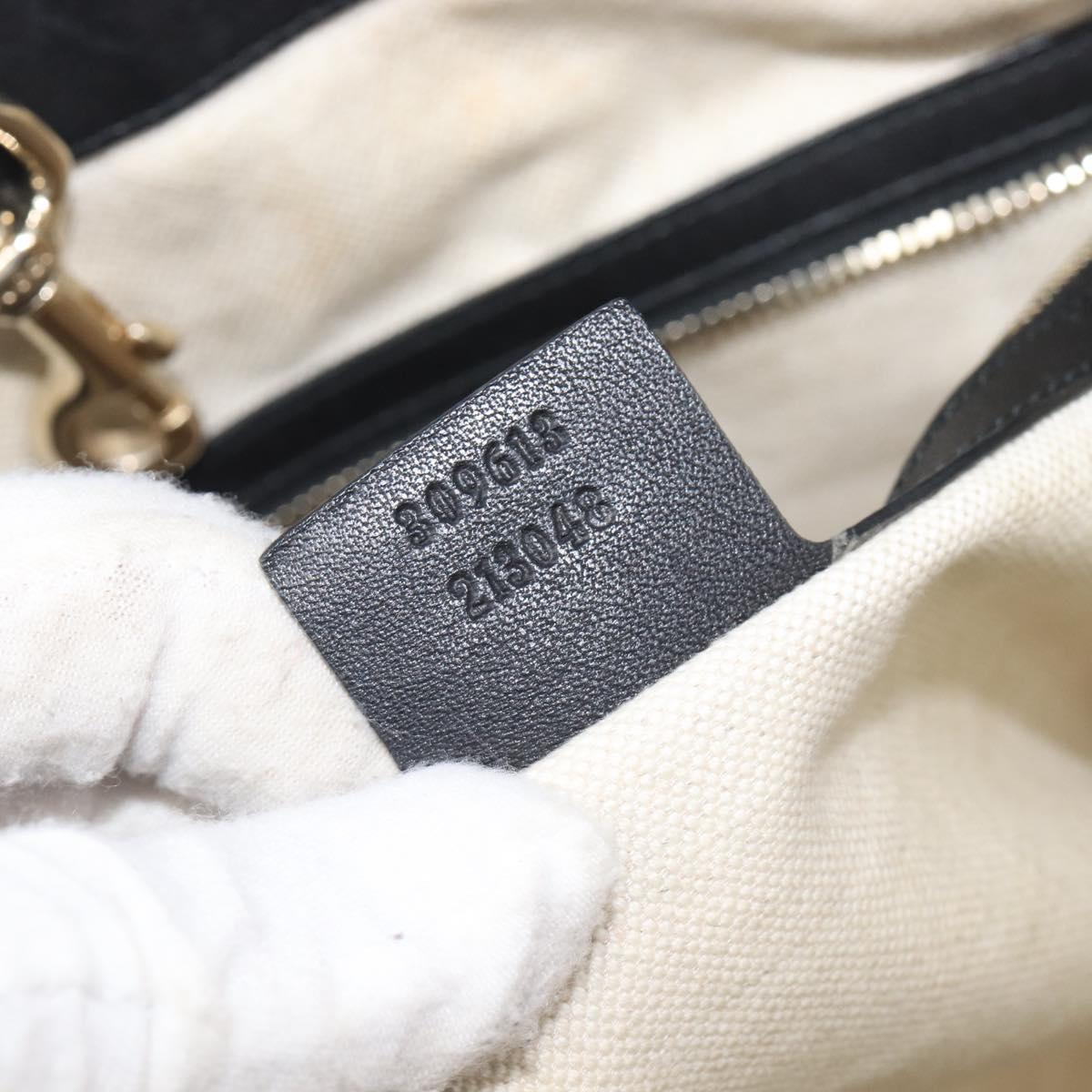 GUCCI Micro GG Canvas Guccissima Tote Bag Leather Black Gold 449647 Auth ka6642