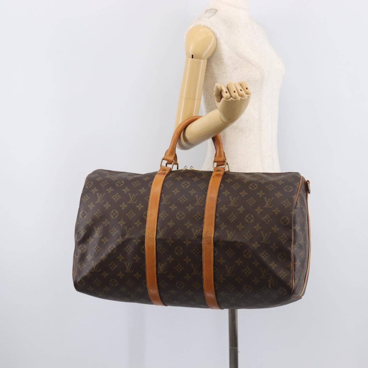 LOUIS VUITTON Monogram Keepall Bandouliere 50 Boston Bag M41416 LV Auth ka6643