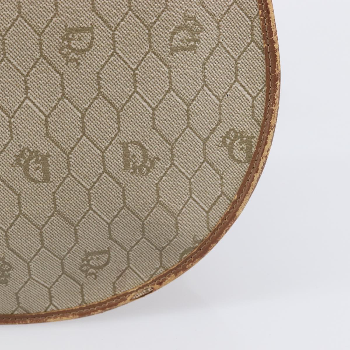 Christian Dior Honeycomb Canvas Shoulder Bag PVC Beige Gold Auth ka6648