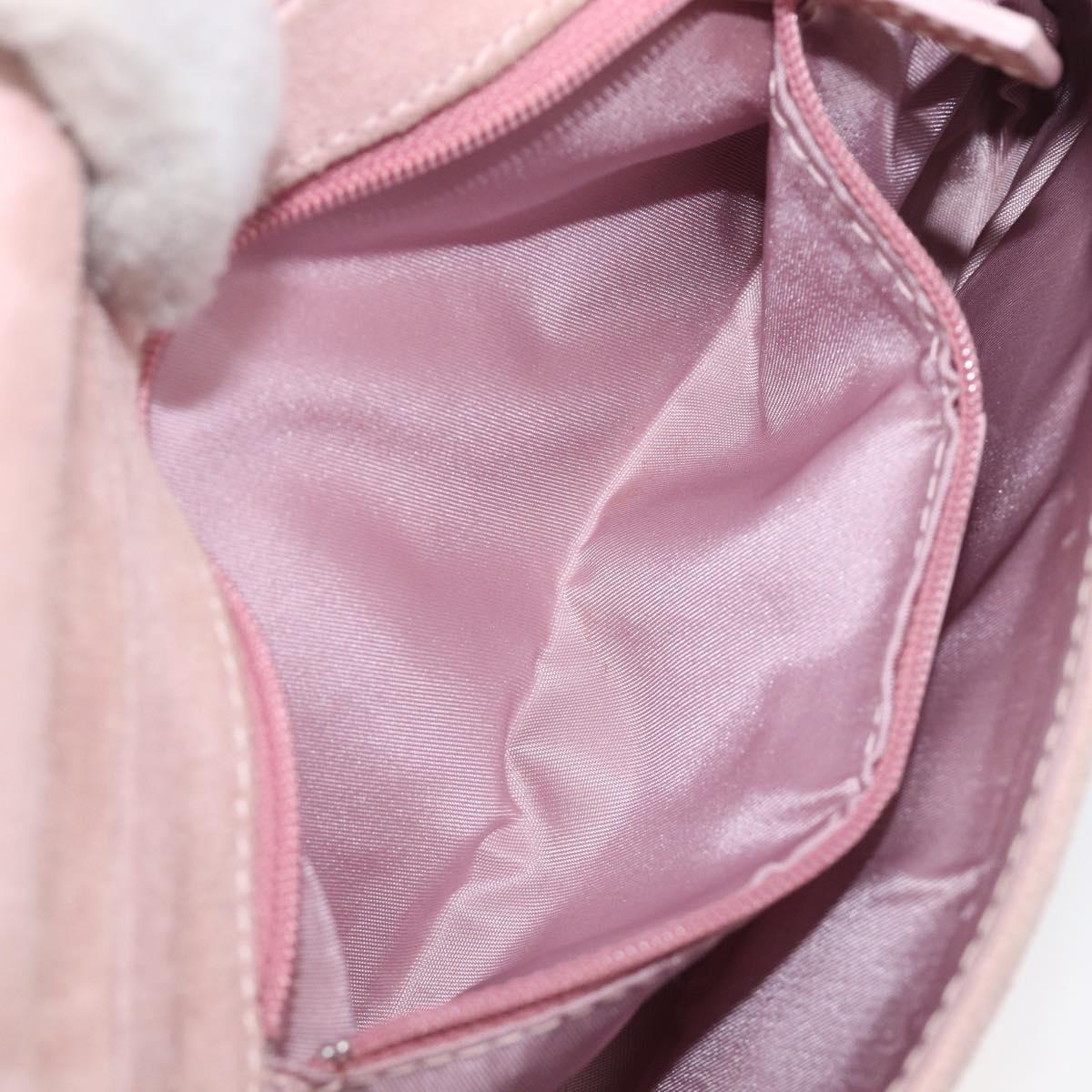 Christian Dior Maris Pearl Shoulder Bag Suede Pink Silver Auth ka6650