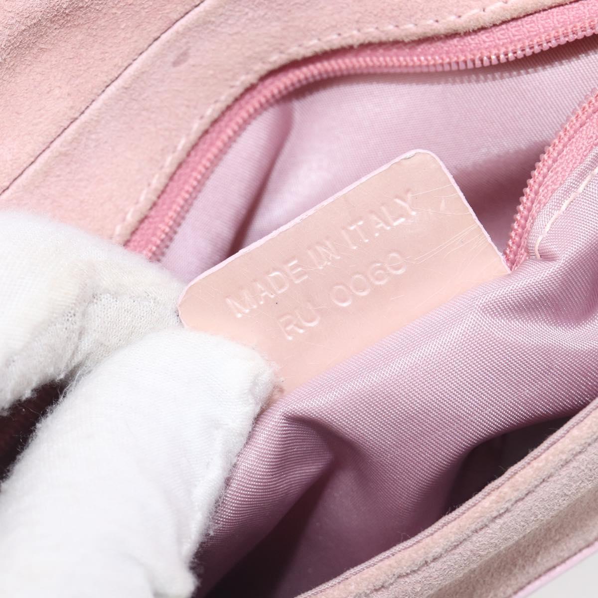 Christian Dior Maris Pearl Shoulder Bag Suede Pink Silver Auth ka6650