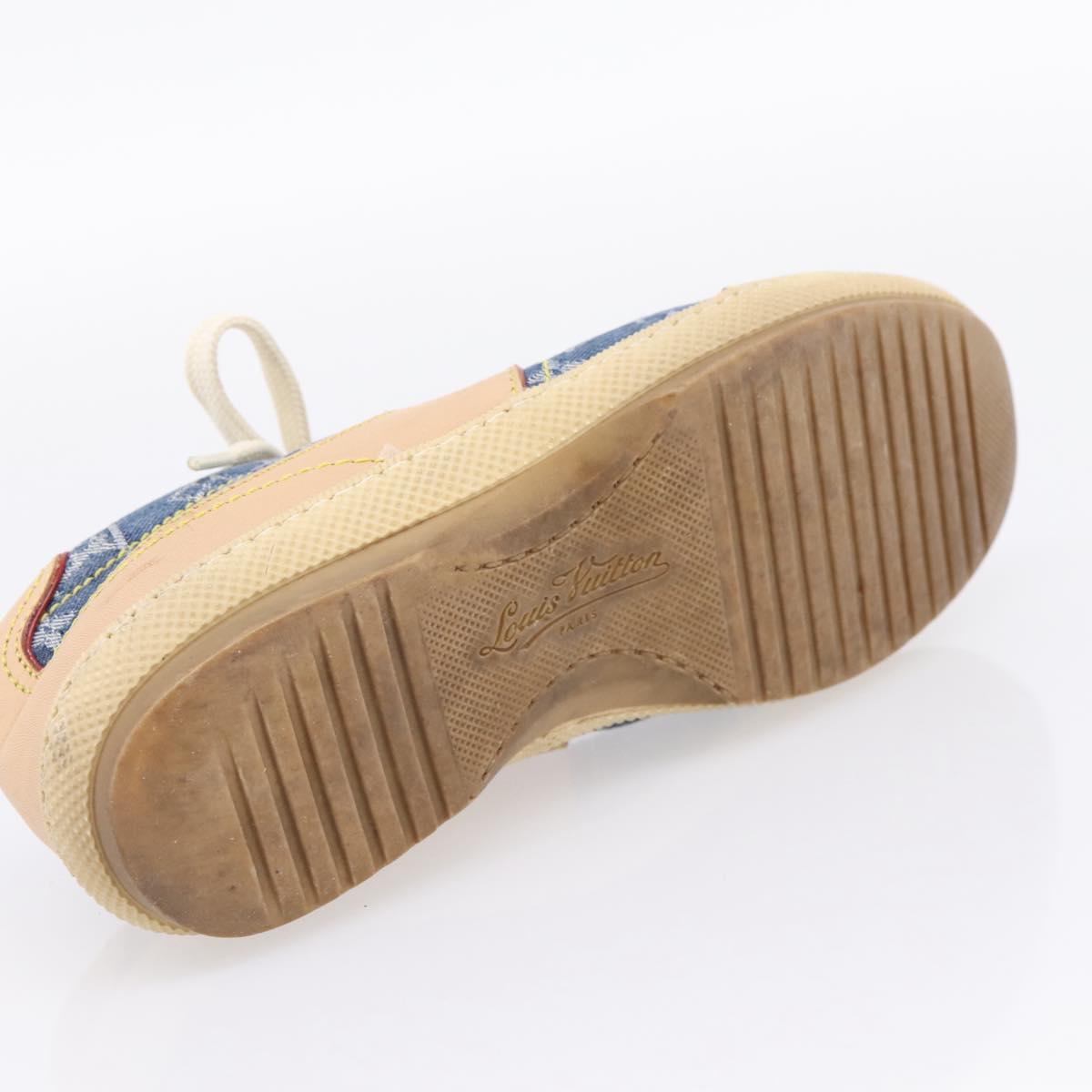 LOUIS VUITTON Monogram Denim Sneakers 34 1/2 Blue LV Auth ka6657
