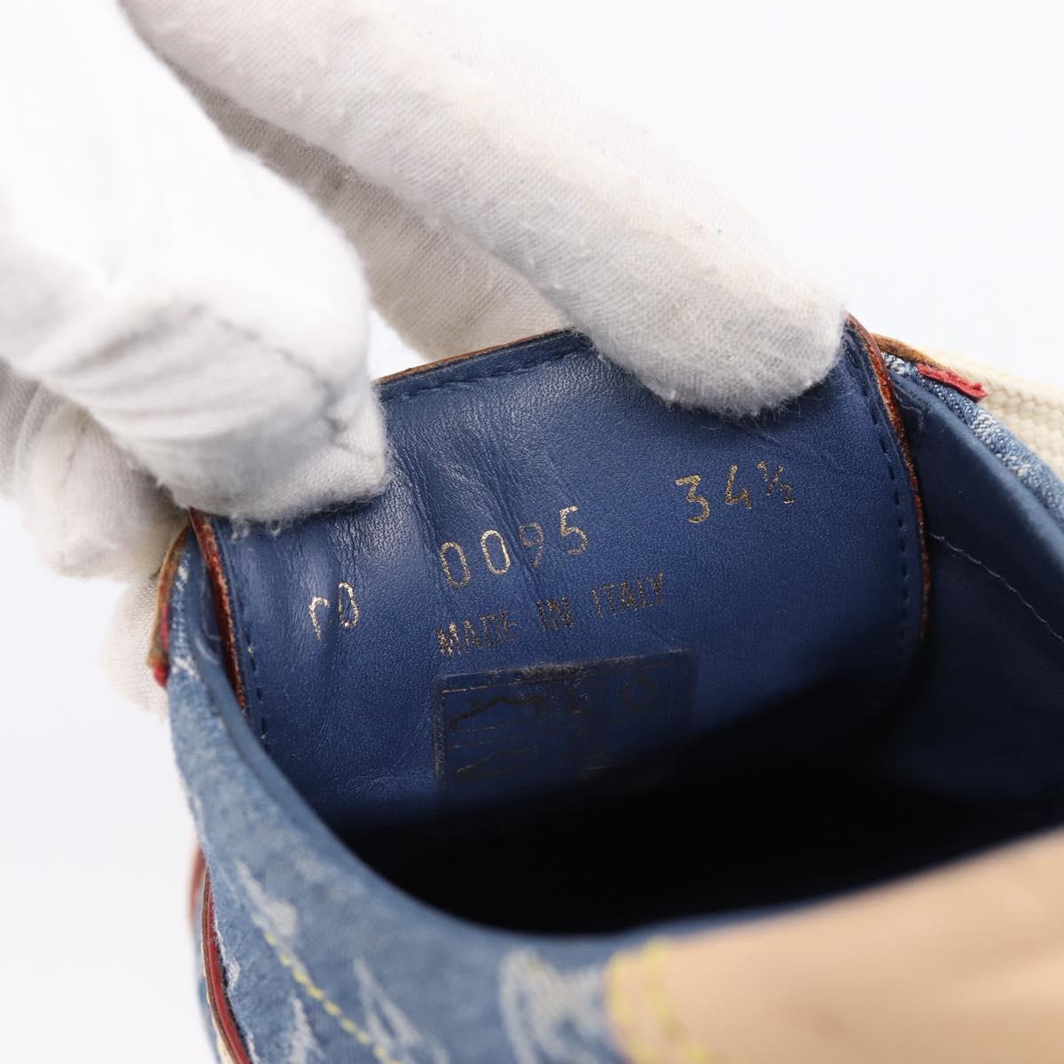 LOUIS VUITTON Monogram Denim Sneakers 34 1/2 Blue LV Auth ka6657