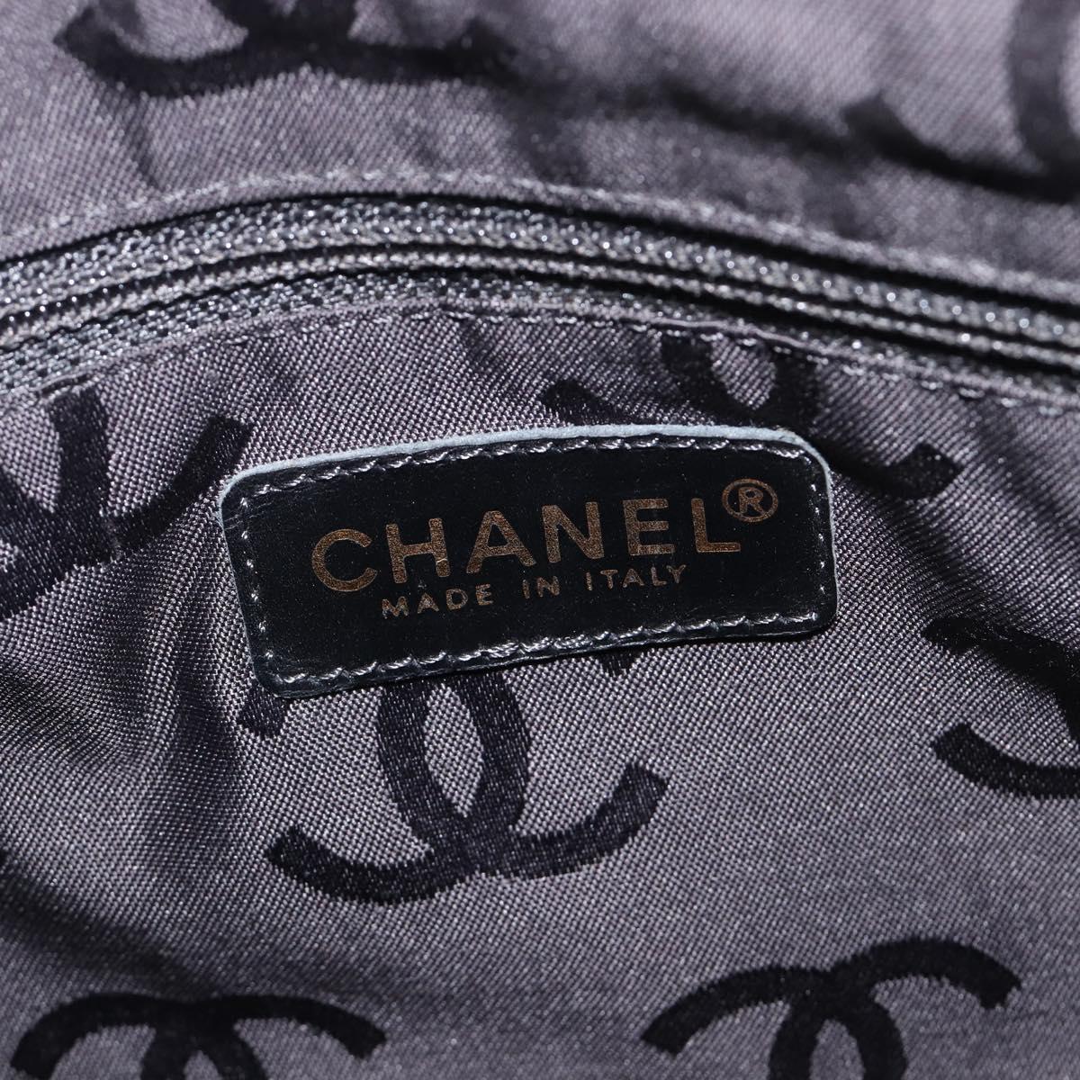 CHANEL COCO Mark Tote Bag Caviar Skin Black Gold Tone CC Auth ka6665