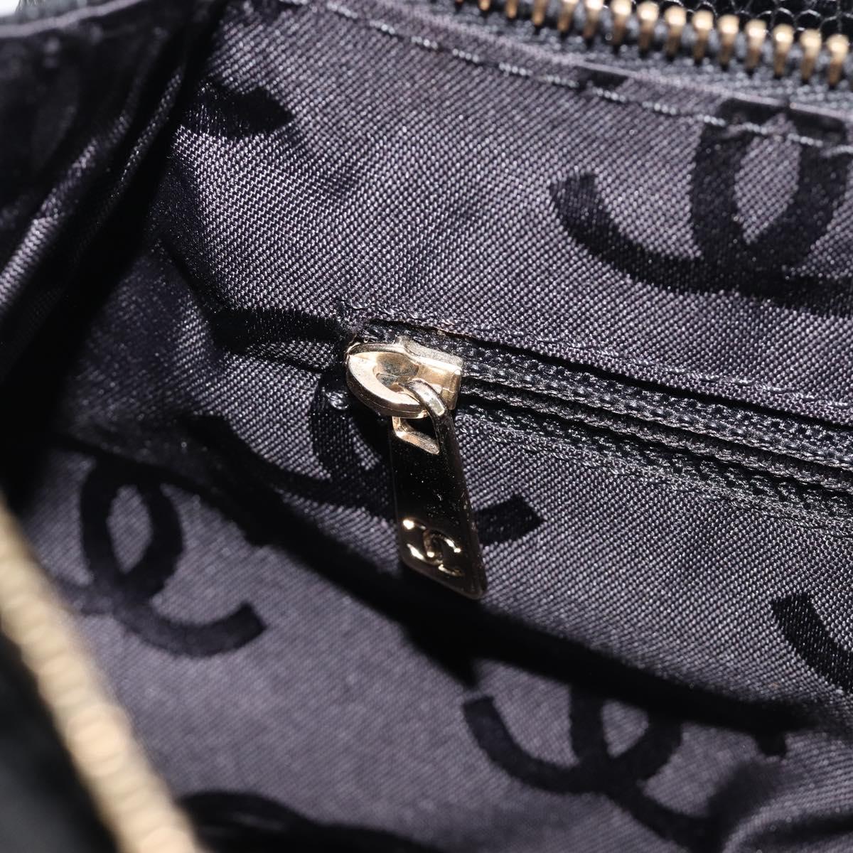 CHANEL COCO Mark Tote Bag Caviar Skin Black Gold Tone CC Auth ka6665
