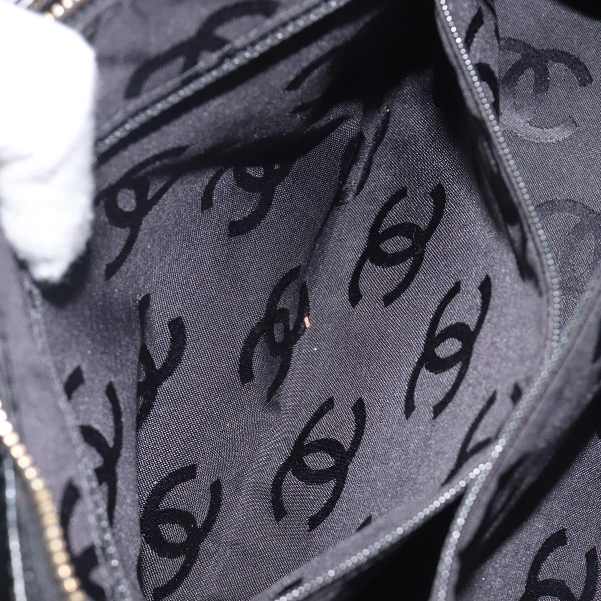 CHANEL COCO Mark Tote Bag Caviar Skin Black Gold Tone CC Auth ka6665