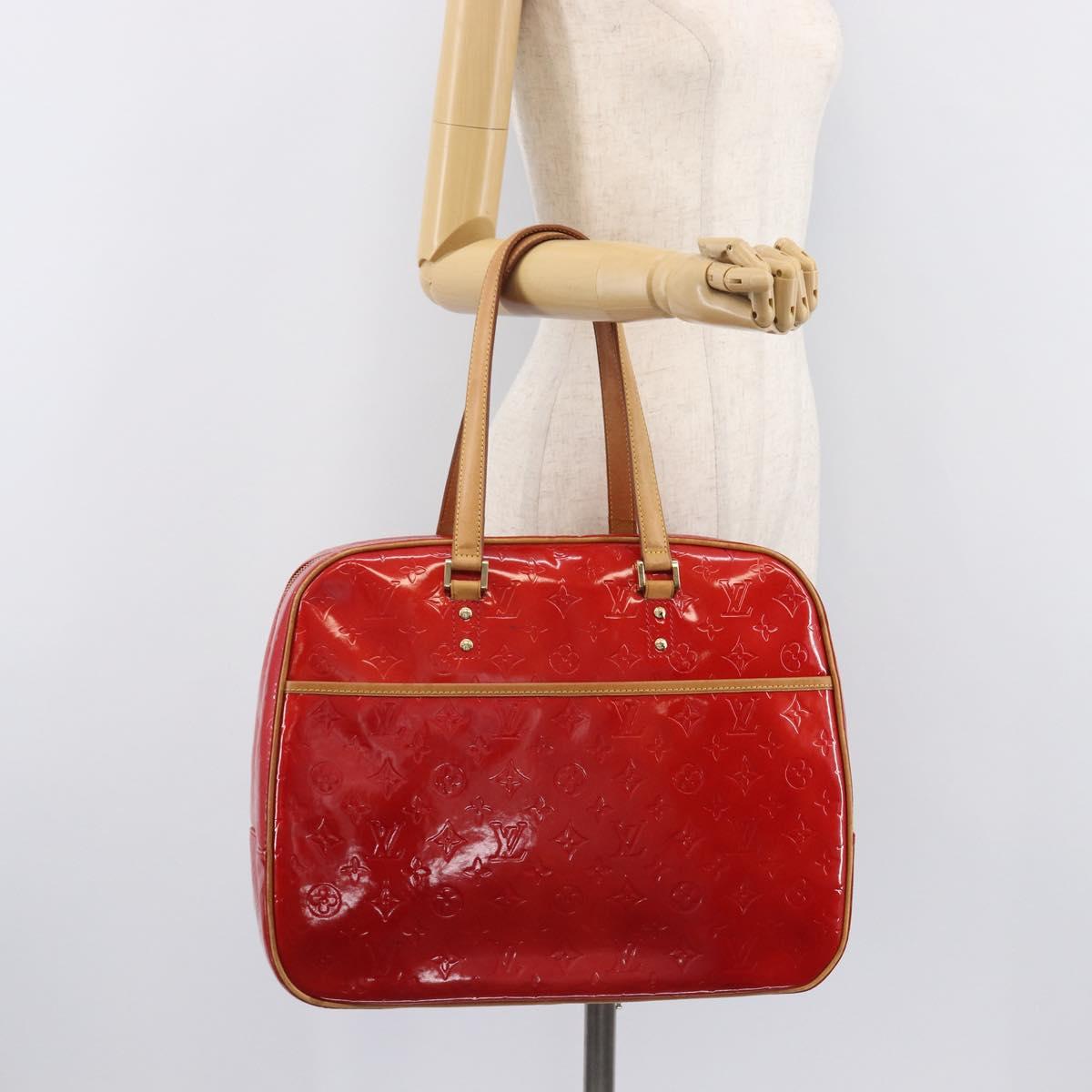 LOUIS VUITTON Monogram Vernis Sutton Hand Bag Red M91080 LV Auth ka6666