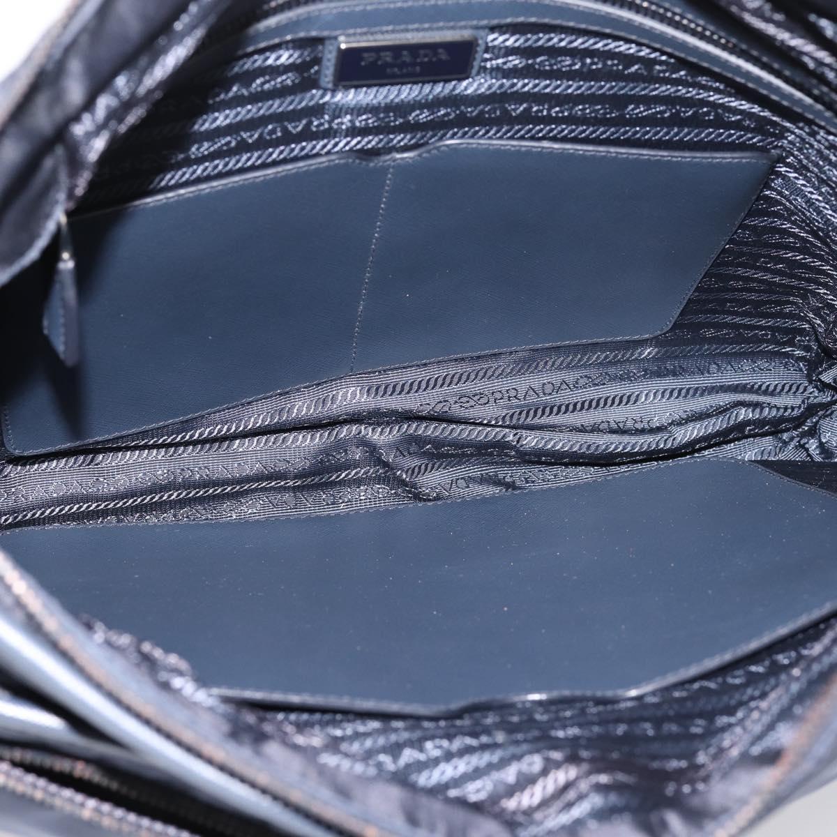 PRADA Shoulder Bag Nylon Navy Silver Auth ka6668A