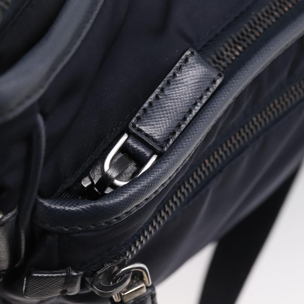 PRADA Shoulder Bag Nylon Navy Silver Auth ka6668A