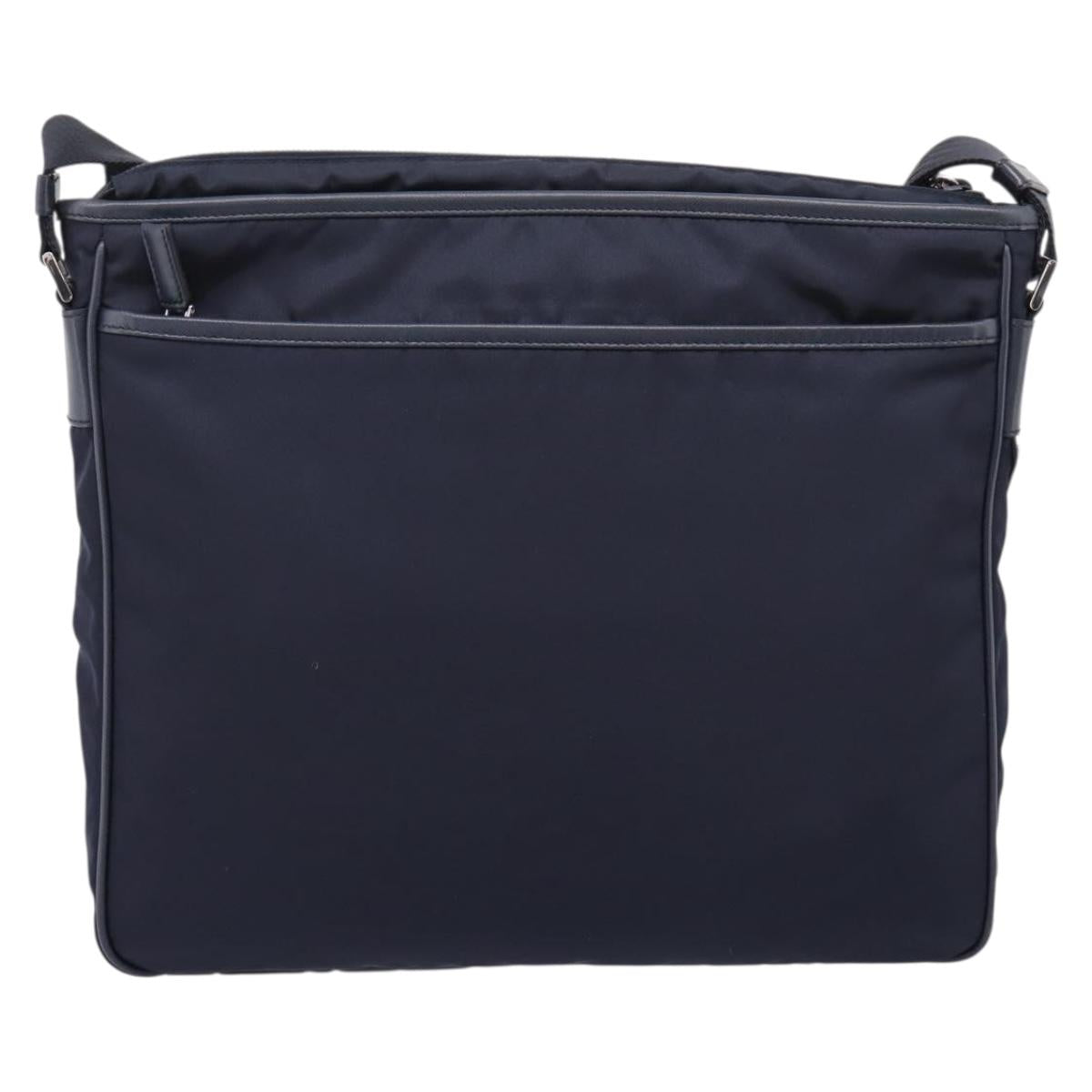 PRADA Shoulder Bag Nylon Navy Silver Auth ka6668A