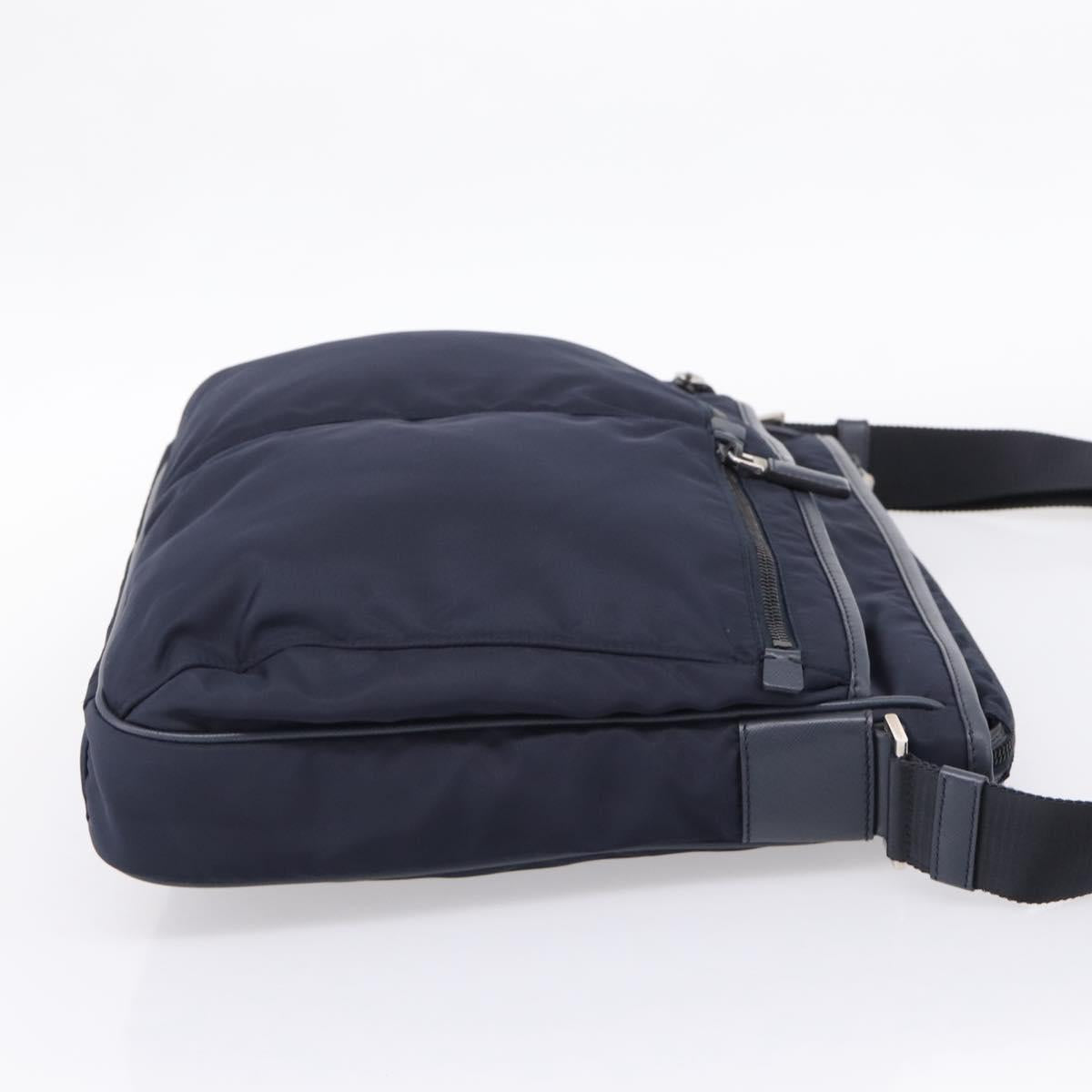 PRADA Shoulder Bag Nylon Navy Silver Auth ka6668A