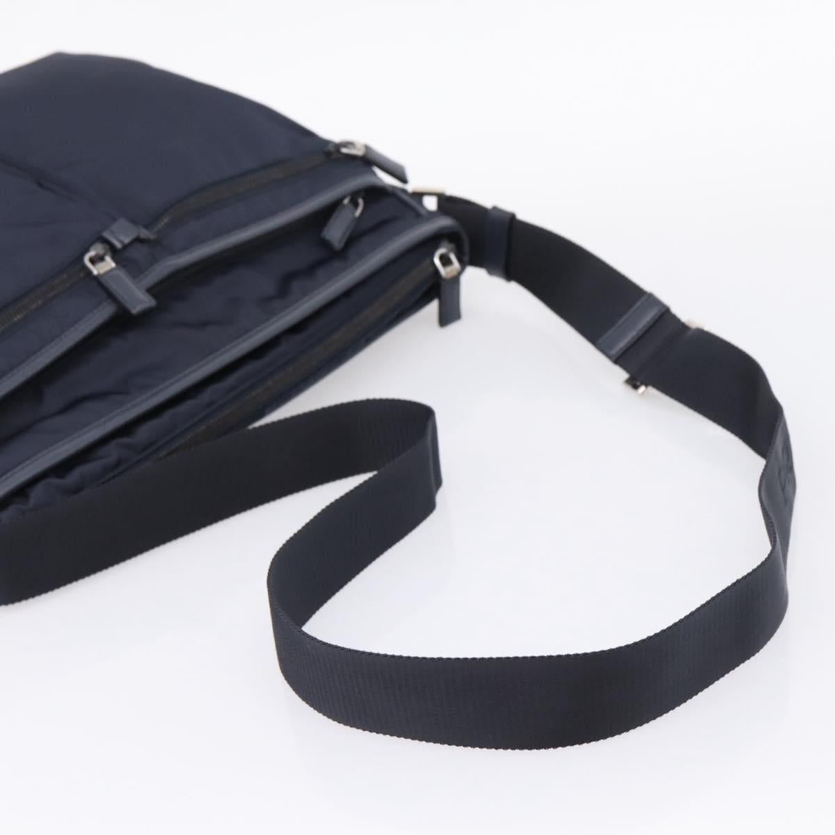 PRADA Shoulder Bag Nylon Navy Silver Auth ka6668A