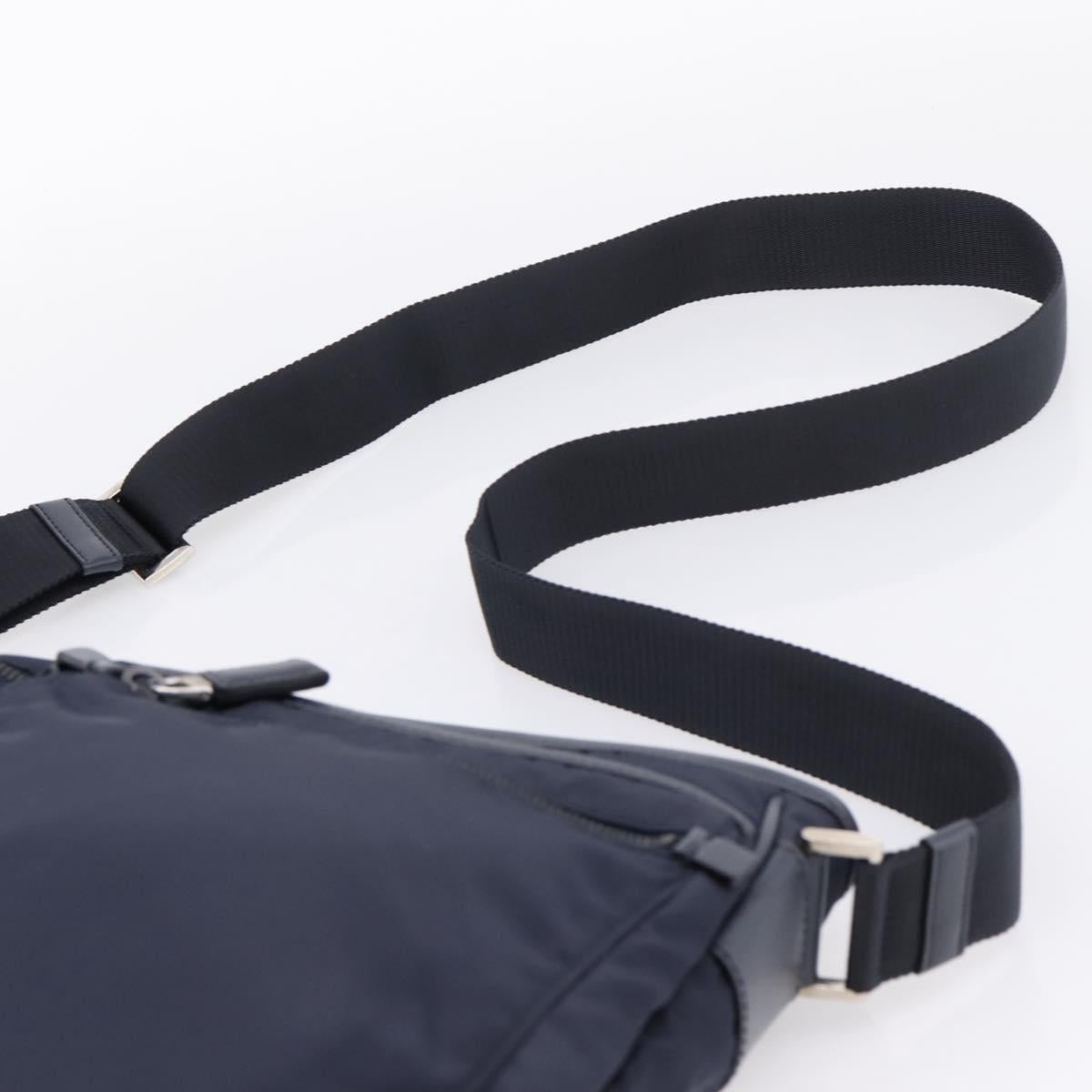 PRADA Shoulder Bag Nylon Navy Silver Auth ka6668A