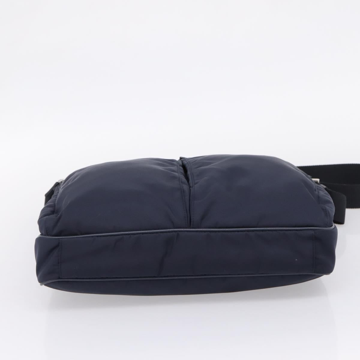 PRADA Shoulder Bag Nylon Navy Silver Auth ka6668A