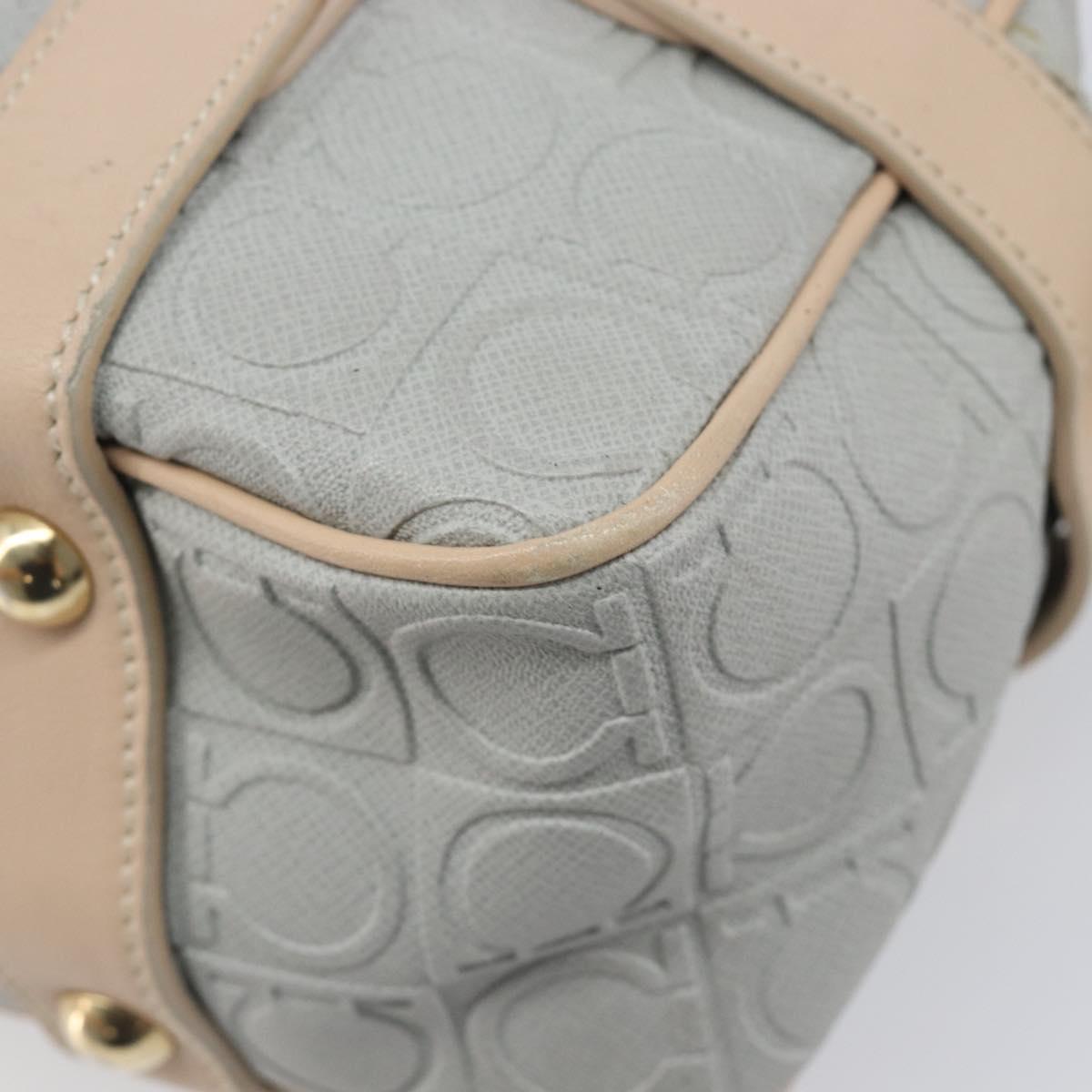 Salvatore Ferragamo Gancini Shoulder Bag PVC Leather Light Blue Gold Auth ka6670