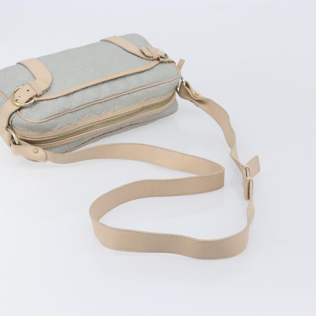 Salvatore Ferragamo Gancini Shoulder Bag PVC Leather Light Blue Gold Auth ka6670
