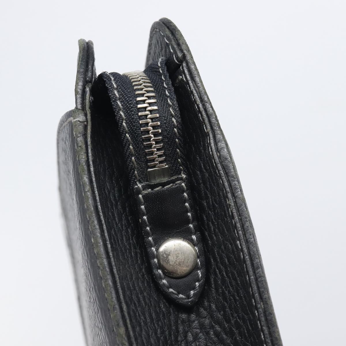 Burberrys Clutch Bag Leather Black Silver Auth ka6672