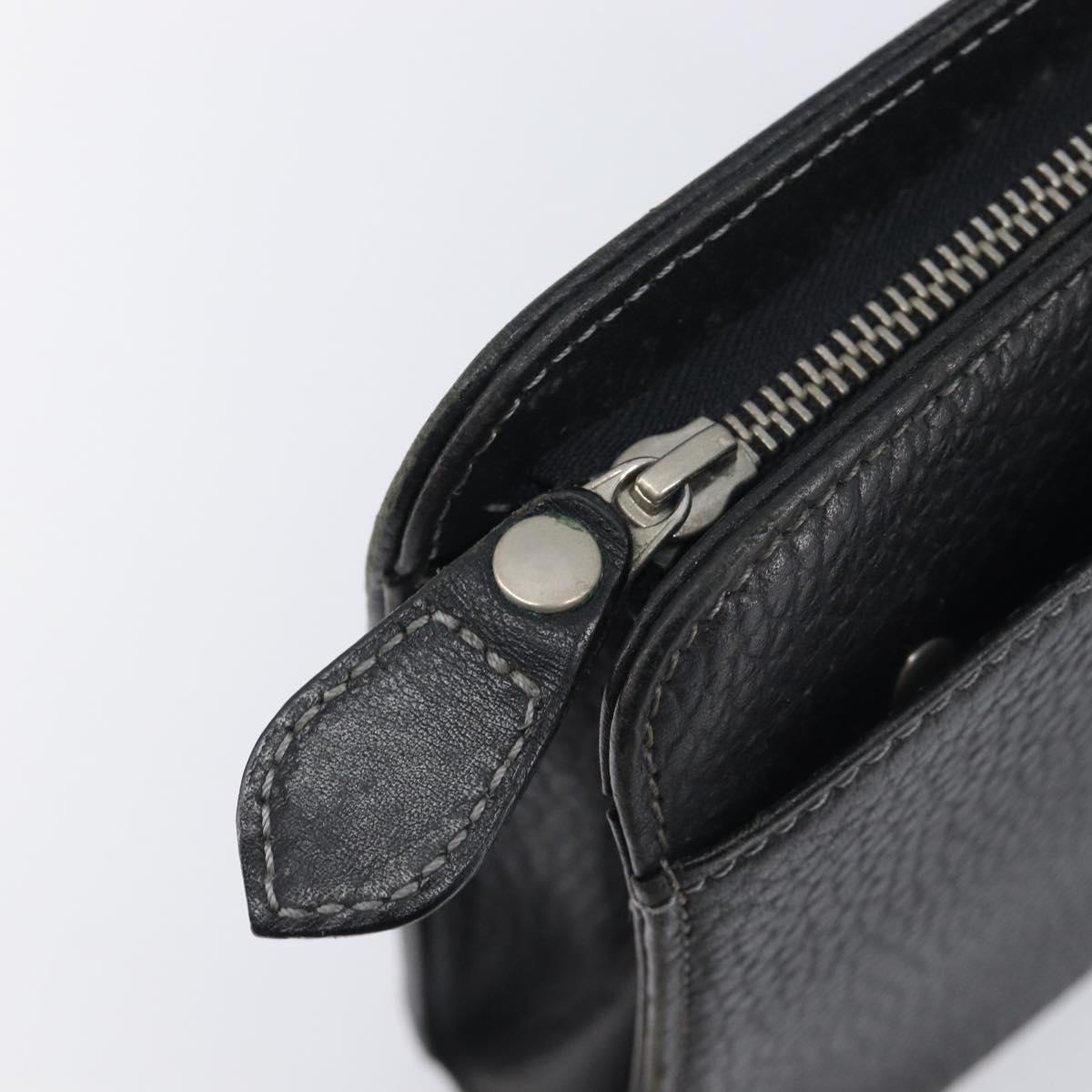 Burberrys Clutch Bag Leather Black Silver Auth ka6672