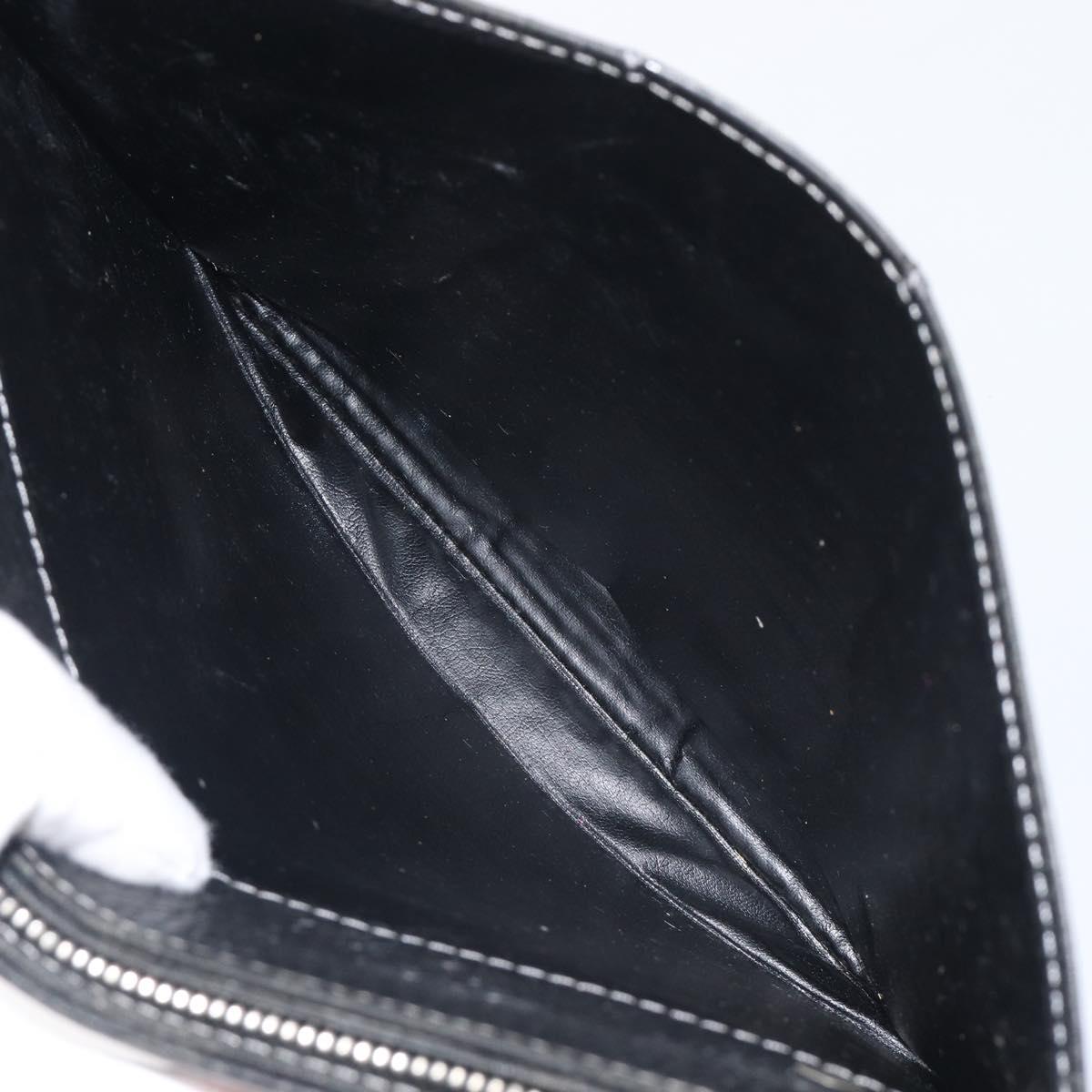 Burberrys Clutch Bag Leather Black Silver Auth ka6672