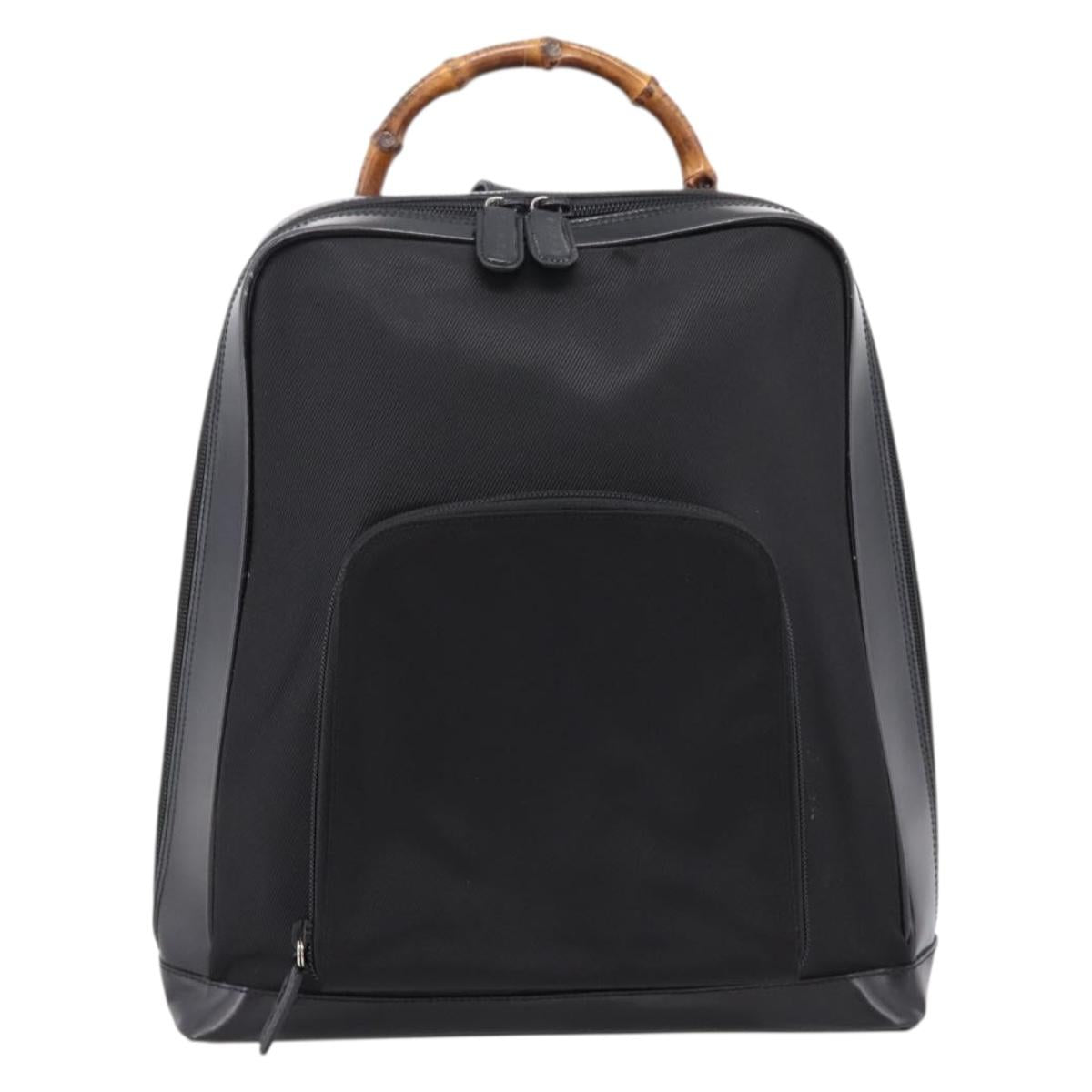 GUCCI Bamboo Shoulder Bag Nylon Black 003 2058 0059 5 Auth ka6673