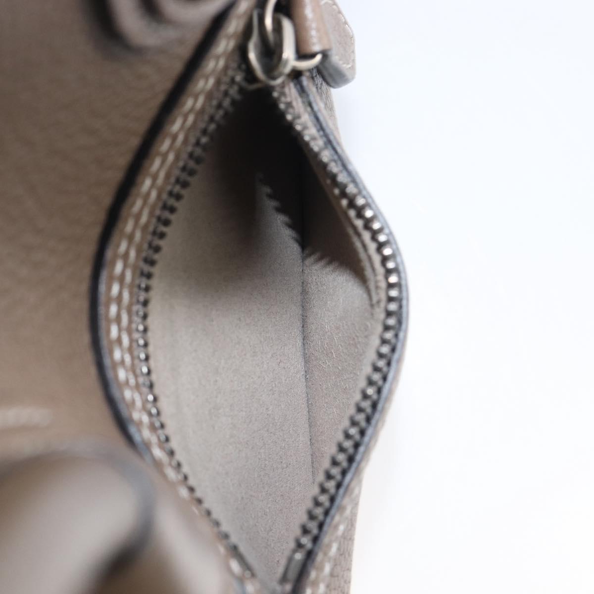 CELINE Luggage Nano Shopper Hand Bag Leather 2way Beige Silver Auth ka6678V