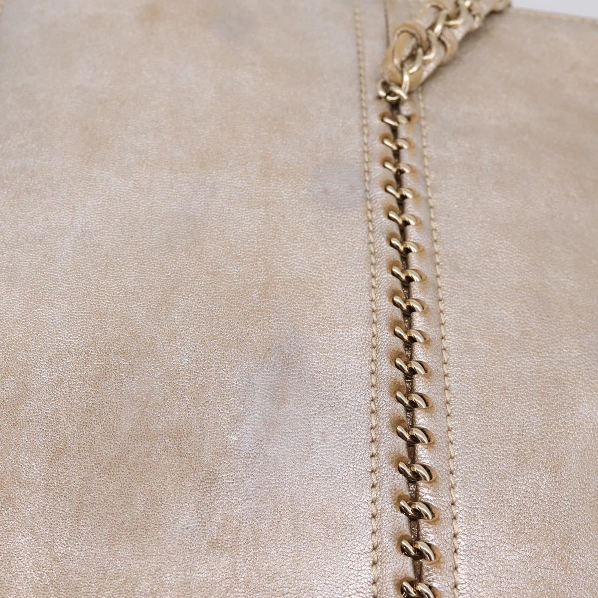 CHANEL Luxury Line Chain Tote Bag Leather Silver Gold Tone CC Auth ka6683