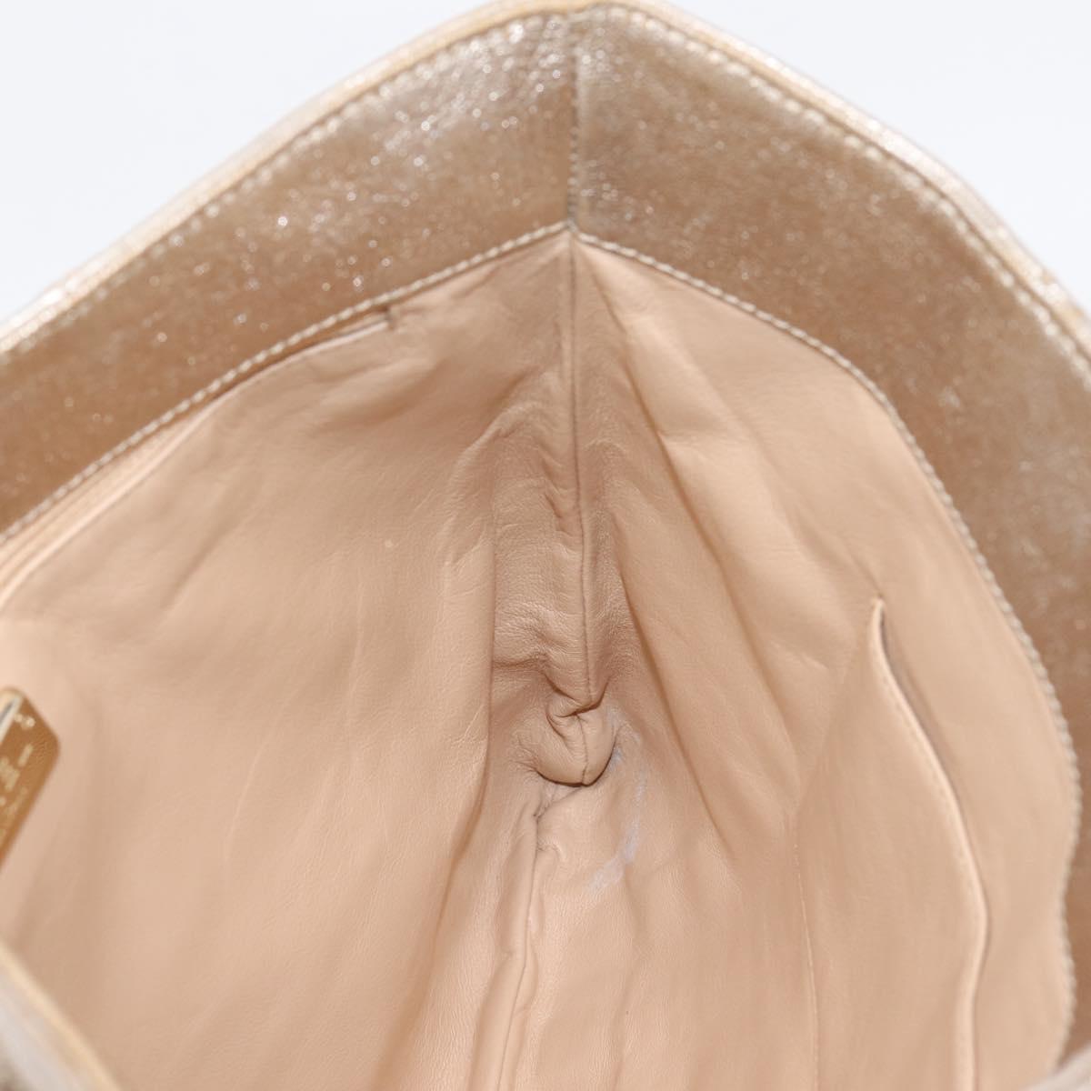 CHANEL Luxury Line Chain Tote Bag Leather Silver Gold Tone CC Auth ka6683
