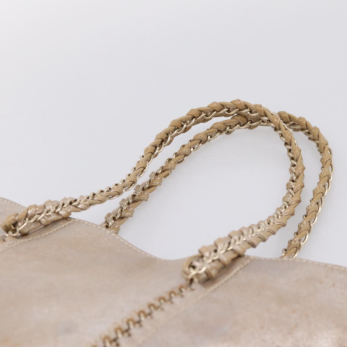 CHANEL Luxury Line Chain Tote Bag Leather Silver Gold Tone CC Auth ka6683