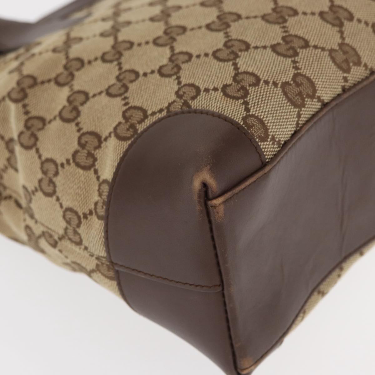 GUCCI GG Canvas Tote Bag Beige Gold 002 1199 Auth ka669