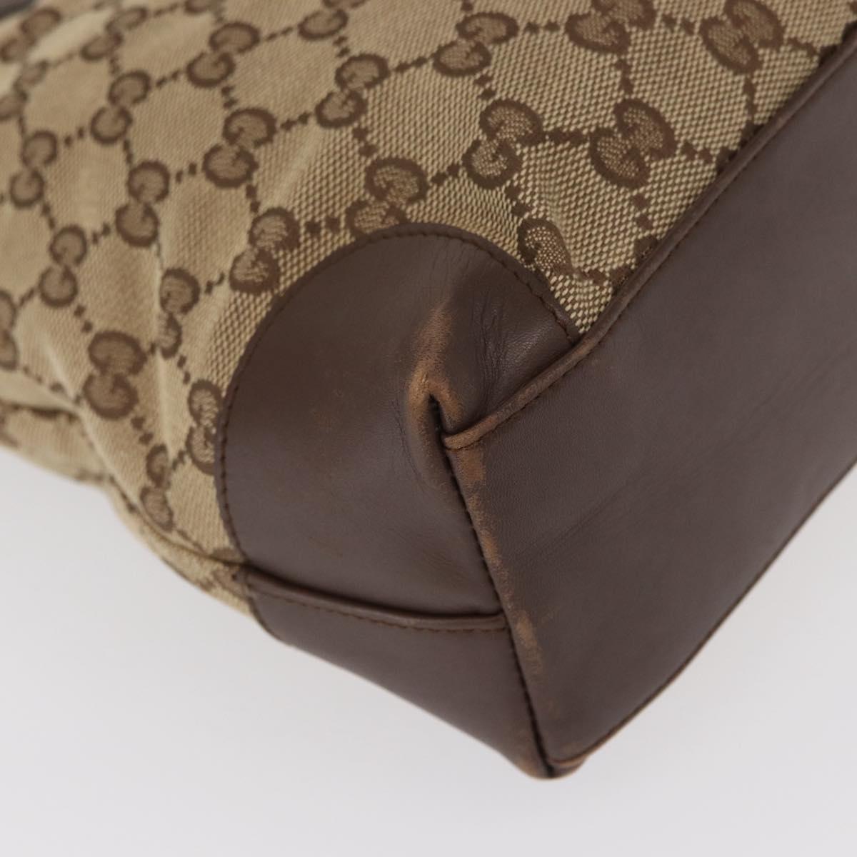 GUCCI GG Canvas Tote Bag Beige Gold 002 1199 Auth ka669