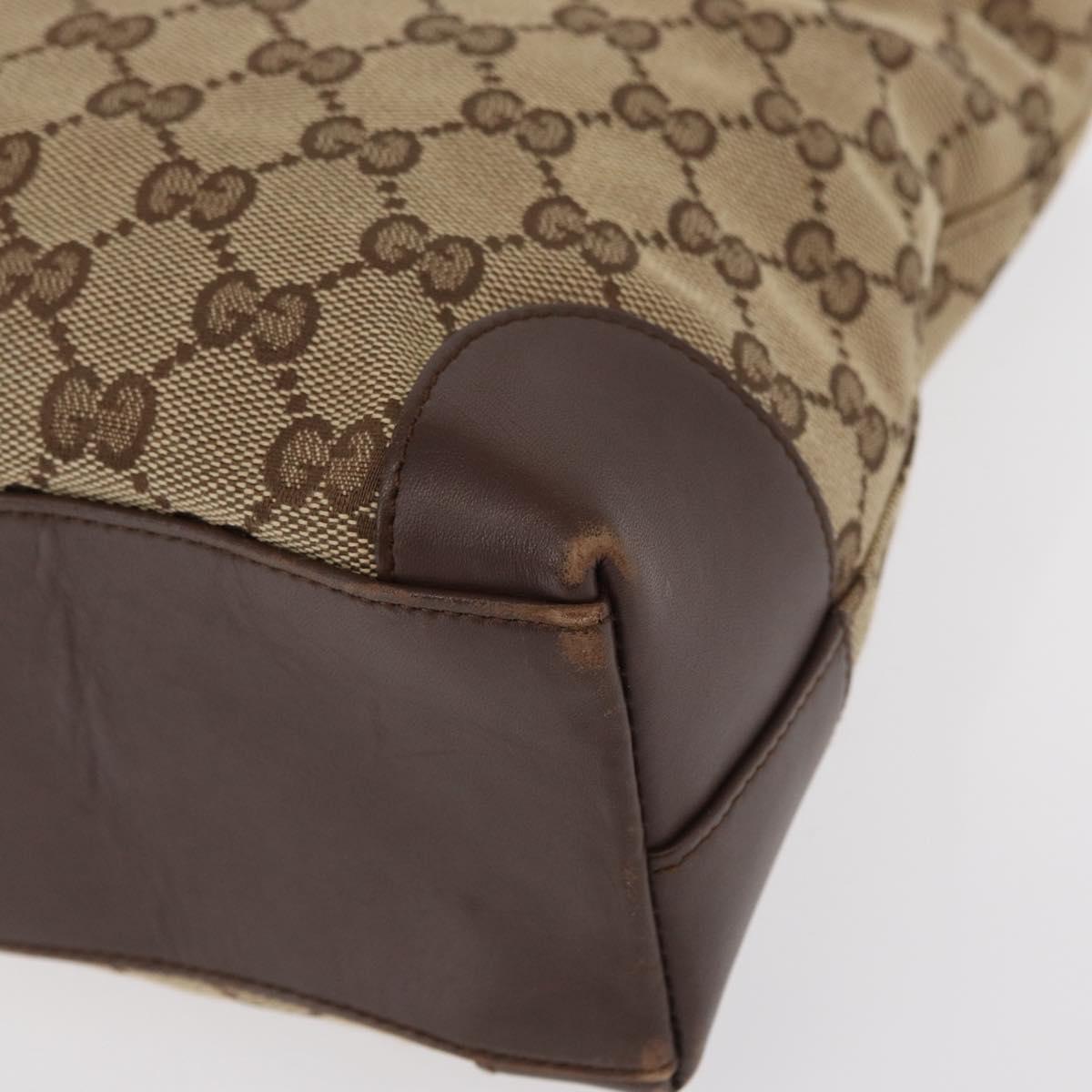 GUCCI GG Canvas Tote Bag Beige Gold 002 1199 Auth ka669